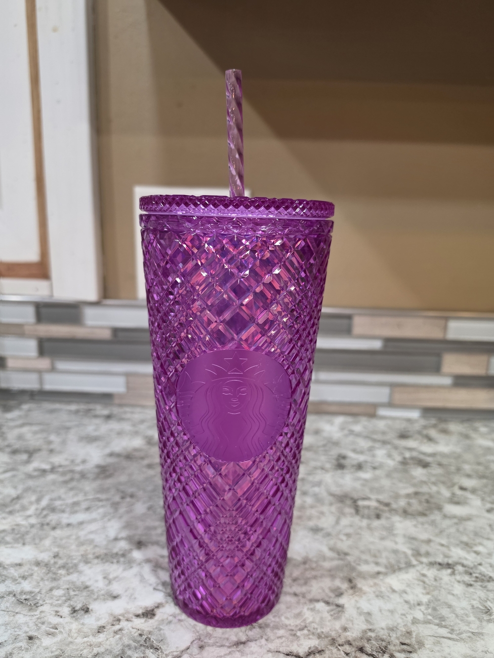 Starbucks Pinkish Purple Studded Cold Cup with Straw